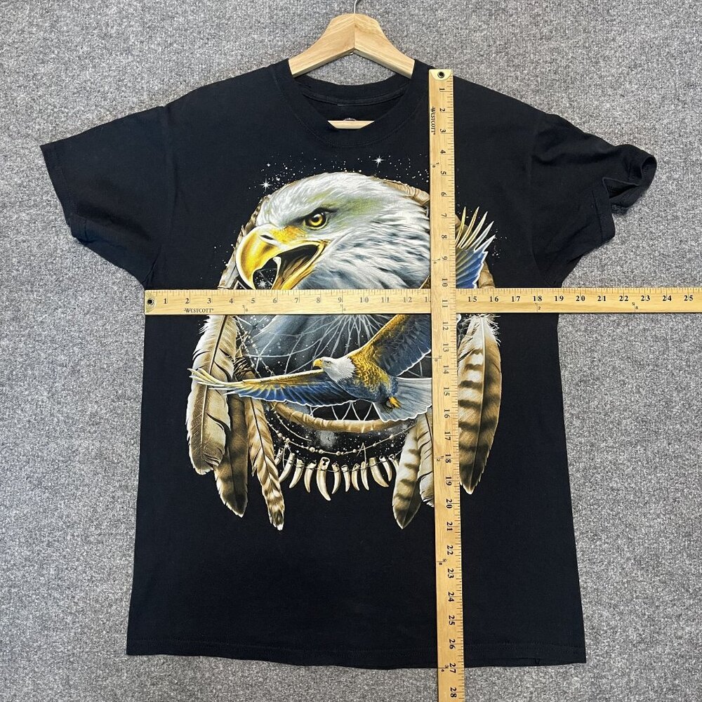 DOM T-Shirt Mens M Black Bald Eagle Art Tribal Dream Catcher Graphic Tee - Picture 5 of 5